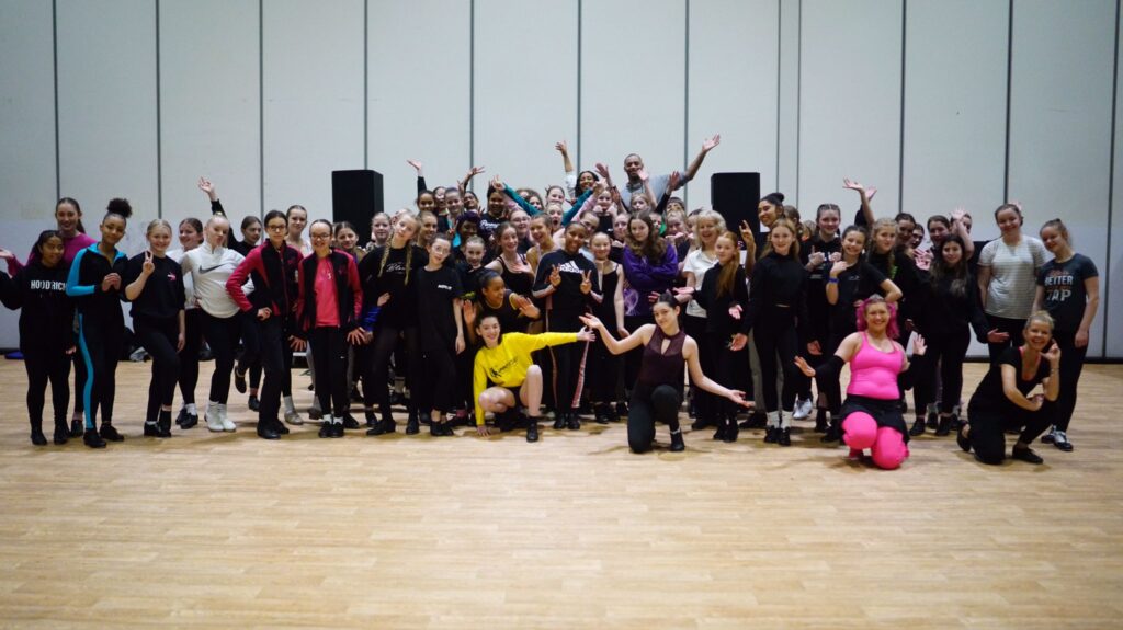 MOVE IT 2023 Call and Response Tap Dance Workshop group photo with teacher Annette Walker