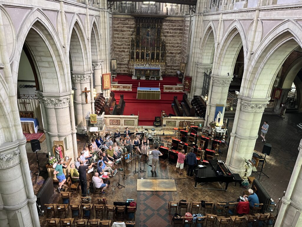 Concert rehearsal view at St Michael's and All Angels Church in Brighton, UK